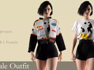 Female Outfit Marvelous Designer 3D model