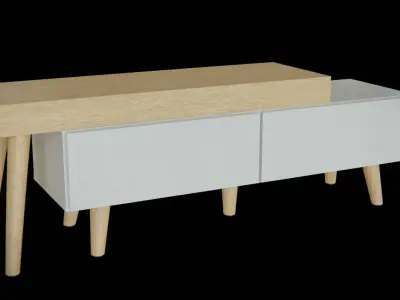 Rivert District Expandable TV Media console Low-poly 3D model