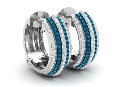 AV 569 Round Diamond Ladies Hoop Earrings 3D print model