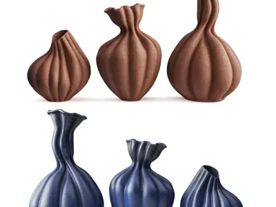 Pumpkin vases Low-poly 3D model
