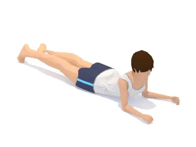 Plank  Yoga Exercise Woman Animation Low-poly 3D model
