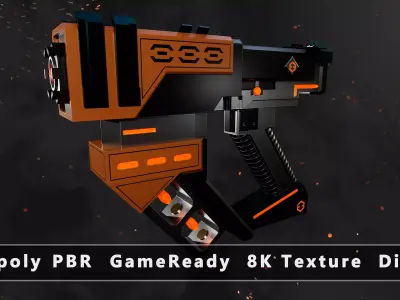 Future Blaster Gun Game-Ready Low-poly 3D model
