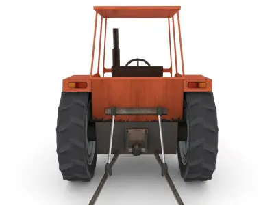 Old Farm Tractor Low-poly 3D model