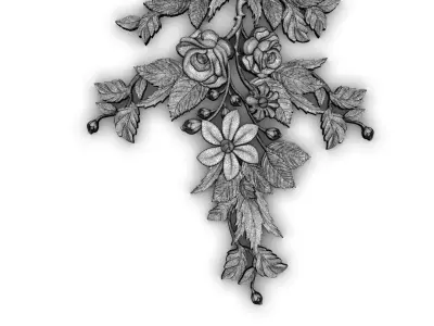 Carved decor rose vertical 005 source 3dsmax file 3D model