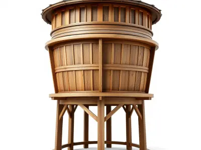 Wooden Water Tower model pack Low-poly 3D model