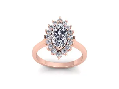 Marquees Diana Diamond Ring 3d Model and Render 3D print model