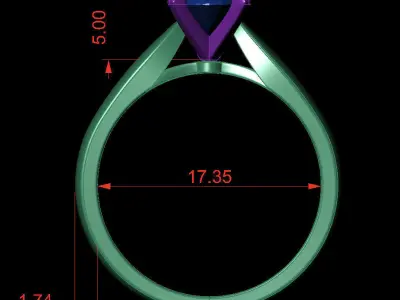 Oval 0-75-CT Quarter Round Profile Shank Width 2-40mm 3D print model