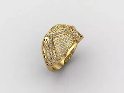 Women Ring With Stone Diamond Ready STL 3DM Models Womens Rings 3D print model 9