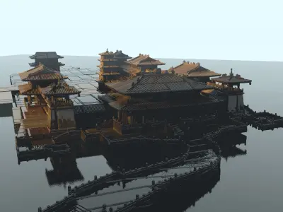 Chinese ancient house  3D model 36