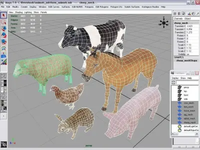 farm animals Low-poly 3D model
