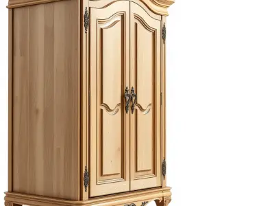 Ornate Wood Armoire model pack Low-poly 3D model