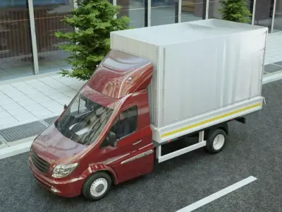 Generic v7 CargoBox VAN with driver Low-poly 3D model