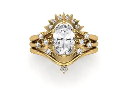 Moon and Sun Ring jewelry 3D print model