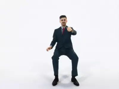 Posture 20G Driver Driving Sitting Elegant Business Man Low-poly 3D model