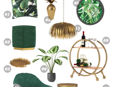 10 3D FURNITURE OBJECTS FROM INTERIOR DESIGN INSPIRATION BOARD 3D model