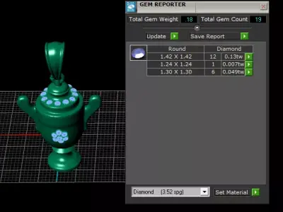 Luxury Mini Urn Pendant with Gemstone Accents 3D Printable 3D print model