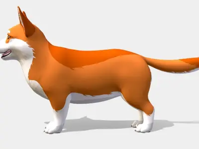 Cartoon Dog - Corgi Low-poly 3D model