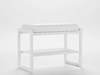Grondin Coastal Style Solid Wood Shoe Bench 3D Model Low-poly 3D model