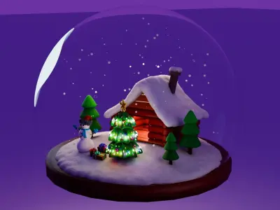 Animated Christmas Snow Globe Free 3D model