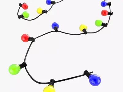 Large Bulb String Lights 3D model