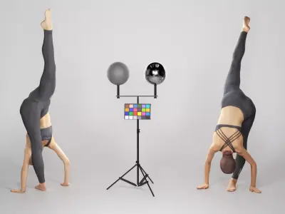 Beautiful woman practising gymnastics 152 Low-poly 3D model