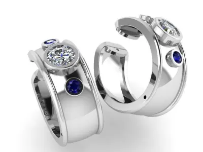 Bezel Setting Hoop Earring 1162 3D print model