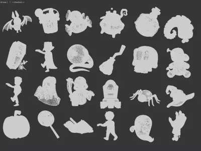 Halloween Decor Collection with Spooky and Festive Elements 3D model