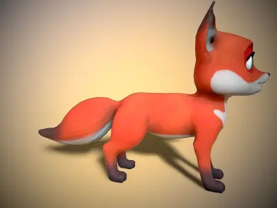 cartoon little fox Low-poly 3D model