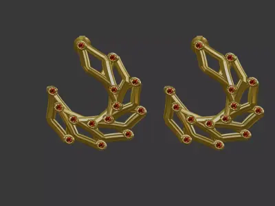 3D Printable Earring And Chain Set-8 -Handmade Gift - DIY model 3D print model