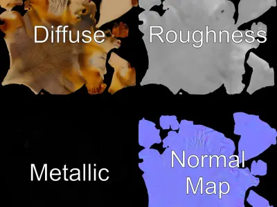 Prairie Dog D Model Pack with Detailed Fur and Textures Low-poly 3D model