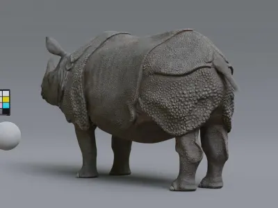 indian rhino Low-poly 3D model