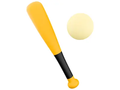 3d baseball bat and ball 3D model