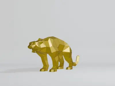 Polygonal Cougar Low-poly 3D model