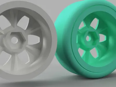 D52mm 12MM HEX RC Wheels SSR Vienna Kreis with and without tires 3D print model