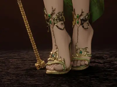 Beautiful elven wizard Low-poly 3D model