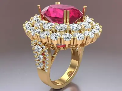 Gemstone rings - Oval stone ring - Diamond rings - N3850 3D print model