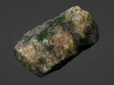 Photoscanned mossy quartzite Rock Free 3D model