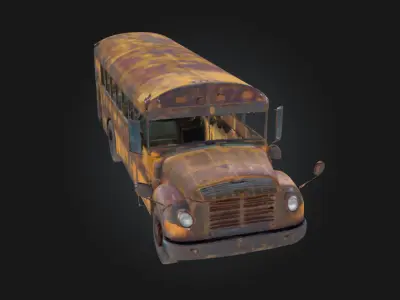 Abandoned School Bus  Haunting Relic of Forgotten Roads 3D model