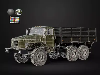 Military cargo truck Game Ready Low-poly 3D model