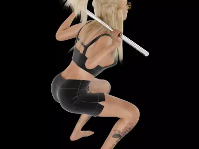 body builder sport girl 3D model