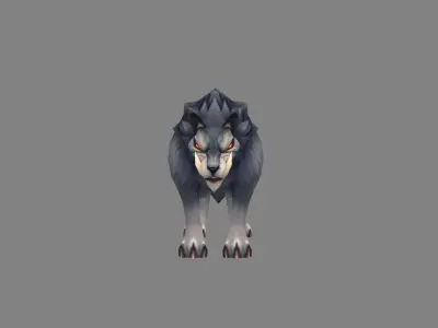 Cartoon fangs wolf Low-poly 3D model