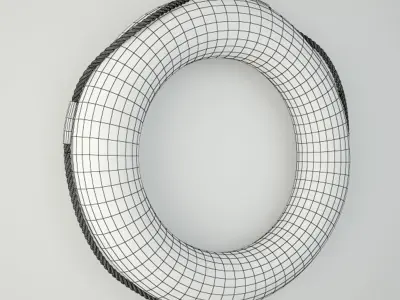 Midcentury Yellow and White Life Preserver 3D model
