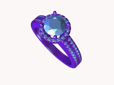 aj-011 halo diamond engagement ring 3D print model