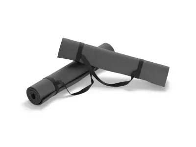 Black Twisted Yoga Mat Set - two gym roll yogi pad with handles 3D model