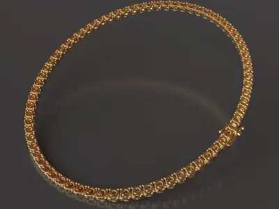 Elegant Tennis Necklace 3D Model  3D print model