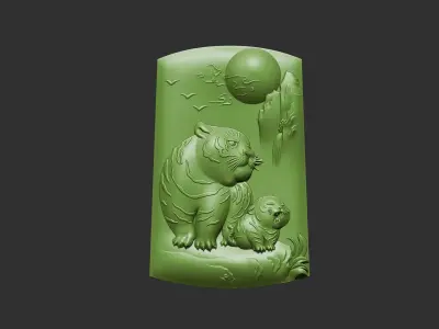 tigers statue of tiger and baby 3D print model