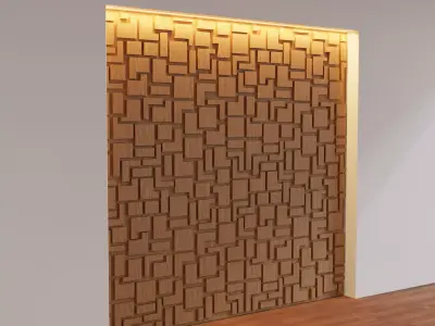 Decorative Wooden Wall Model 17 Low-poly 3D model