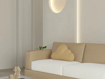 Mid Century interior scene 3D model 3D model