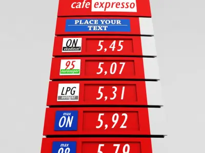 Gas station price sign totem low poly 02 Low-poly 3D model