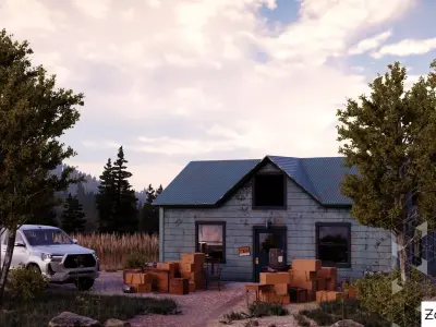 Location from FarCry5 but with cool Toyota Hilux Xtra Cab 2021 Low-poly 3D model